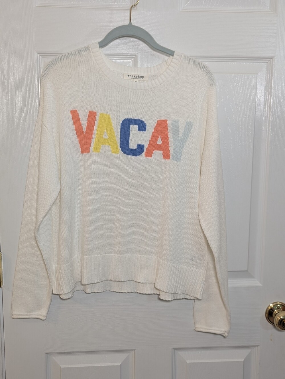 Workshop Republic Clothing VACAY Sweater Women’s S Ivory Multicolor Cotton NWT